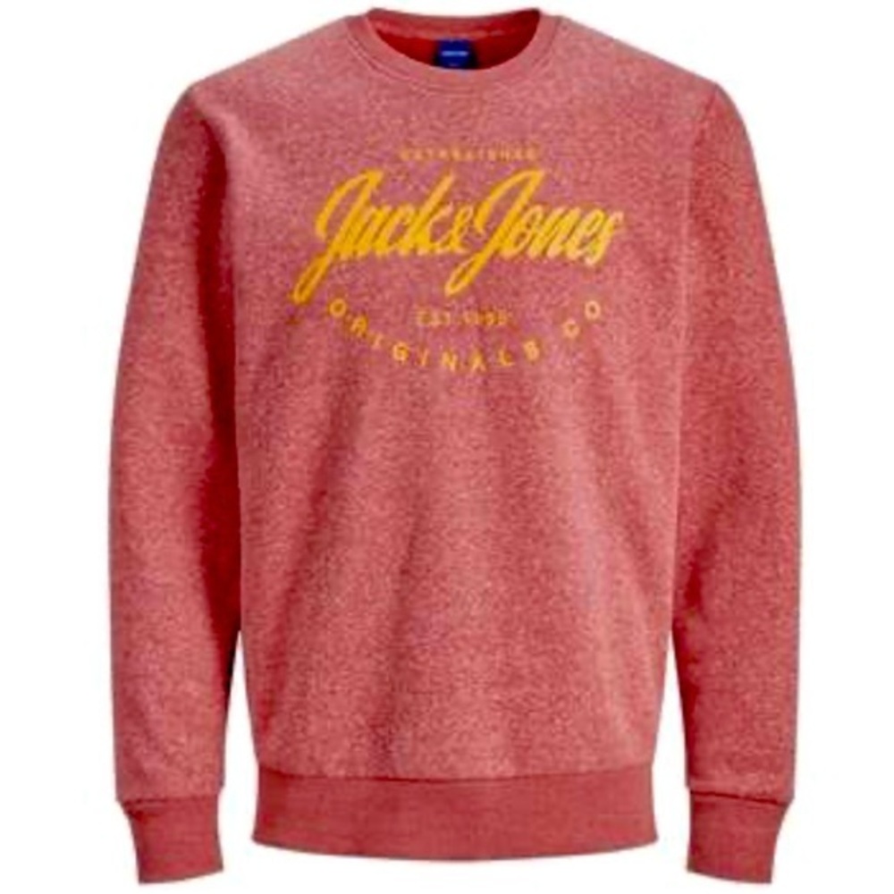 Jack & Jones Men’s Sweater with Yellow Logo Print. Fleecy and soft.